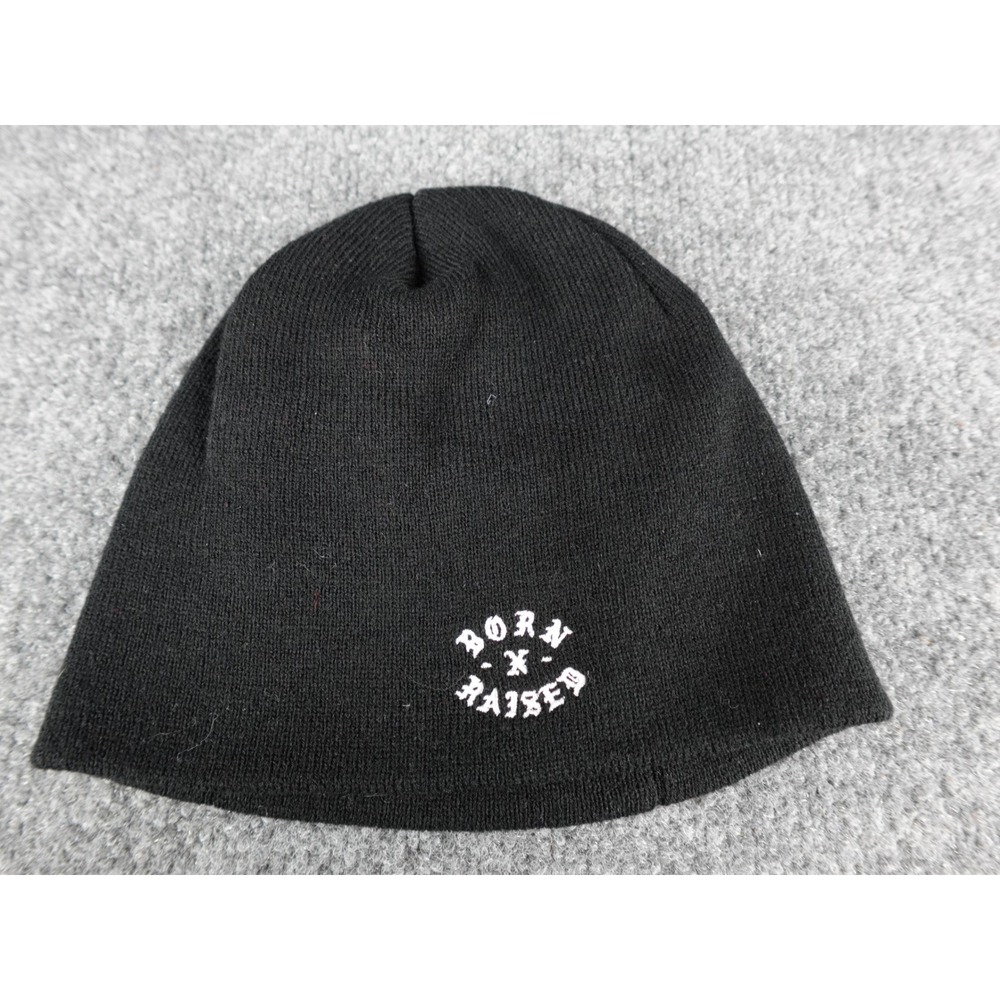 Born x Raised Black Knit Beanie Hat Embroidered Logo